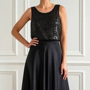 Scarlet Rage Womens Sequin Silk Tank Sz S 1980s Classic Quiet Luxury Romantic